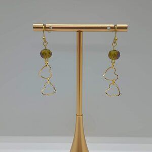 Delicate Double Heart Diamond Cut Dangle Earrings